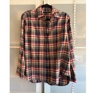 Jenni Kayne O'Keefe Flannel Shirt, Garnet Plaid, Size Small, New With Tags